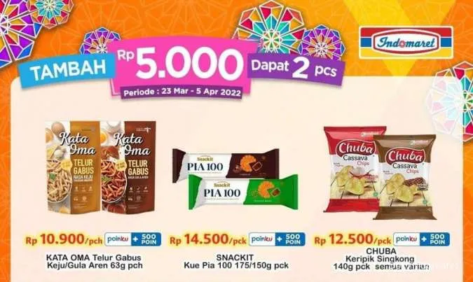 Promo Indomaret Tambah Rp5000 Dapat 2 Pcs Periode 23 Maret-5 April 2022