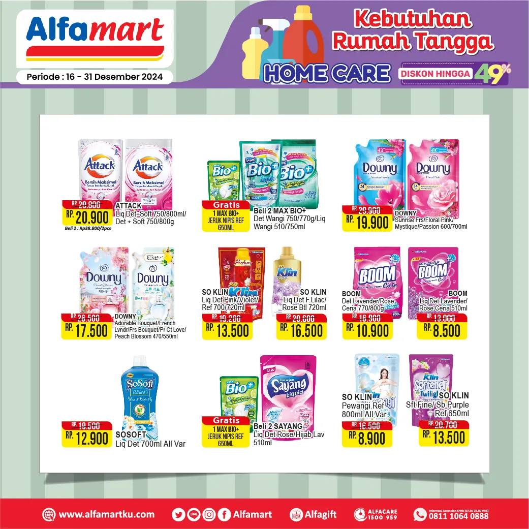 Promo Alfamart Home Care Diskon s/d 49% Periode 16-31 Desember 2024