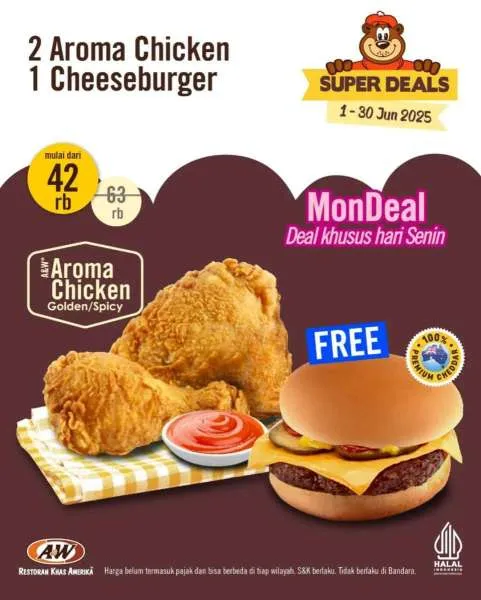 Promo A&W Couple Meal Juni MonDeal