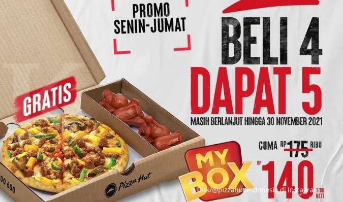 Promo Pizza Hut terbaru sampai 30 November 2021, my box harga spesial beli 4 dapat 5