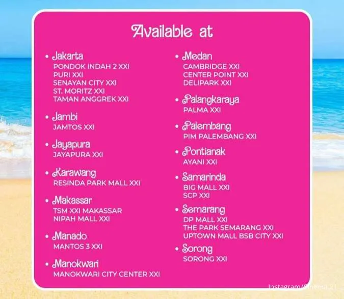 Lokasi XXI Cafe Collectible Popcorn Box edisi Barbie 