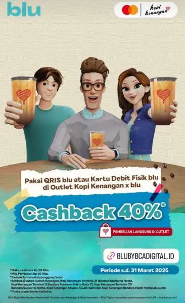 Promo Blu BCA dan Kopi Kenangan Cashback 40%