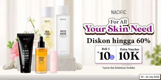 Promo Skincare dan Makeup Nacific Diskon hingga 60%, Berlaku 20-24 Juli 2022