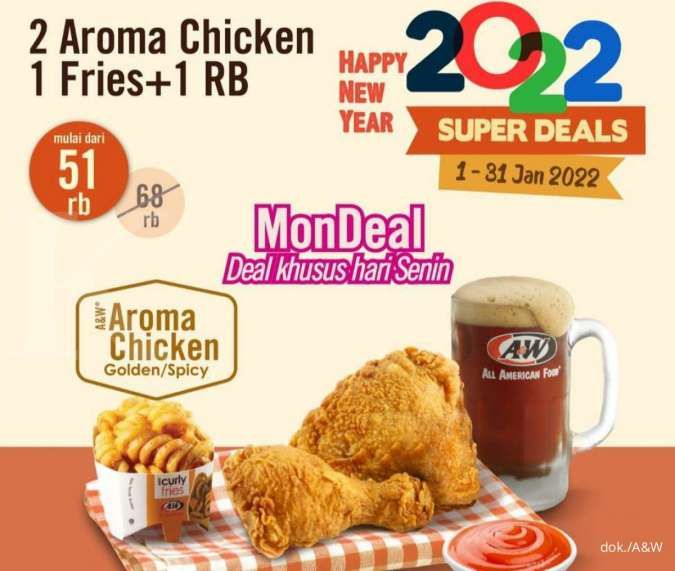 Promo A&W (10/1), Paket MonDeal Isi Banyak Khusus Senin Rp 51.000