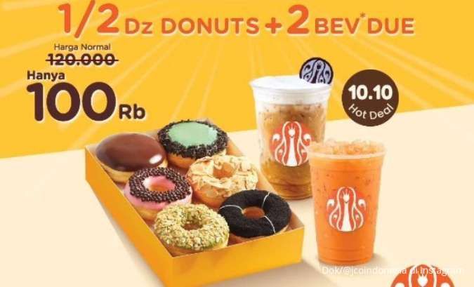 Promo J.CO 10.10 Mulai 10-11 Oktober 2024, 3 Pilihan Paket Seru Rp 100.000-an Saja