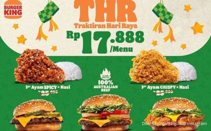 Promo Burger King Harga Hemat, 7 Pilihan Menu Serba Rp 17.000-an Berakhir Hari Ini