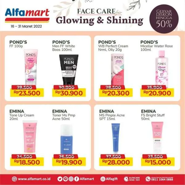 Promo Alfamart Face Care Diskon s/d 50% Periode 16-31 Maret 2022