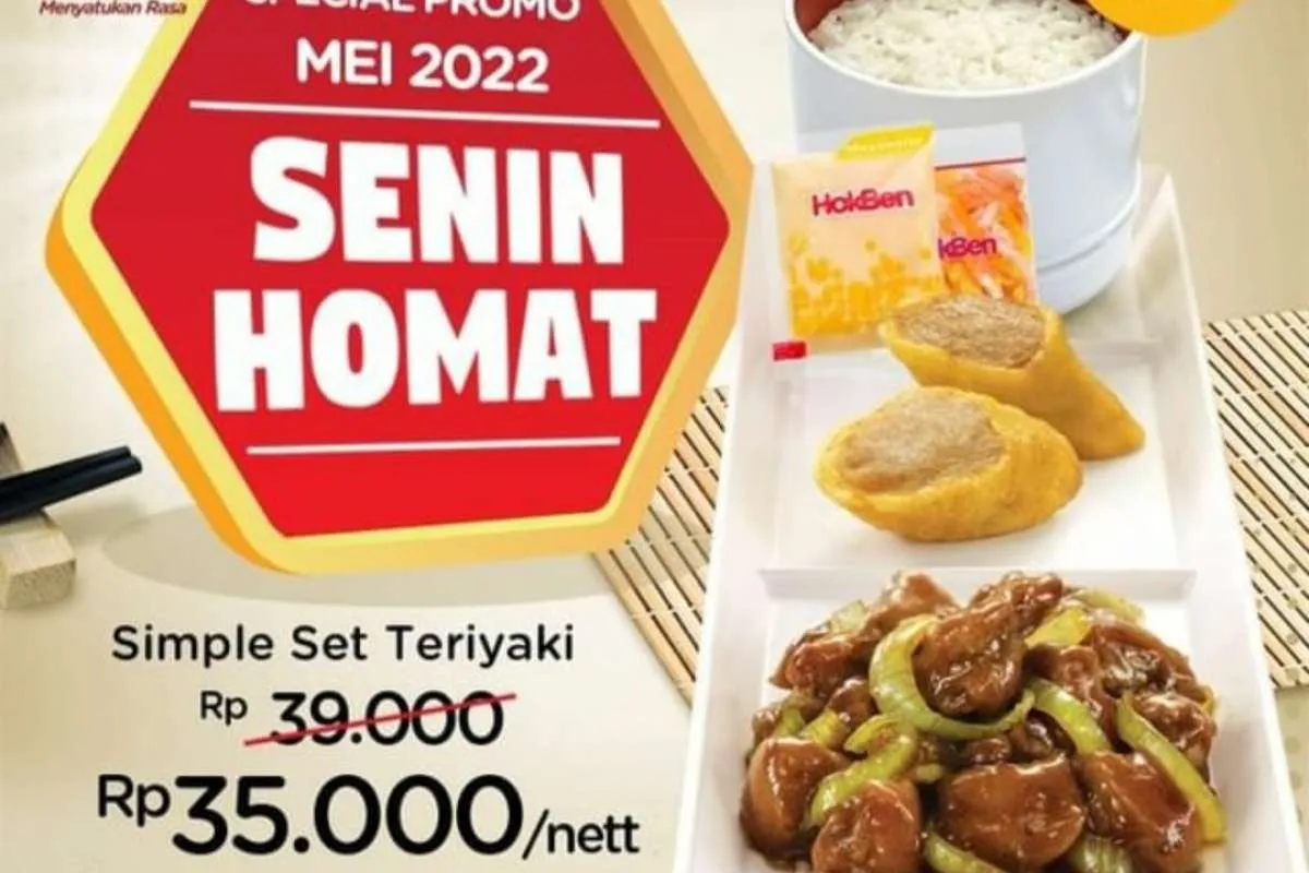 Promo Hokben 23 Mei 2022, Diskon Senin Homat Simple Set Teriyaki Rp 35.000