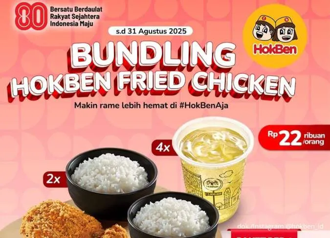 Promo HokBen Fried Chicken Agustus 2025, Kenyang Ramean Mulai Rp 22.000-an/Orang