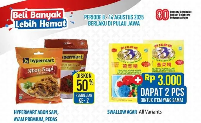 Promo Hypermart Beli Banyak Lebih Hemat 8-14 Agustus 2025, Abon Beli 2 Diskon 50%
