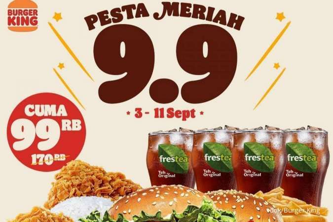 Promo Burger King 9.9 Pesta Meriah Hadirkan 10 Menu dalam 1 Paket Harga Diskon