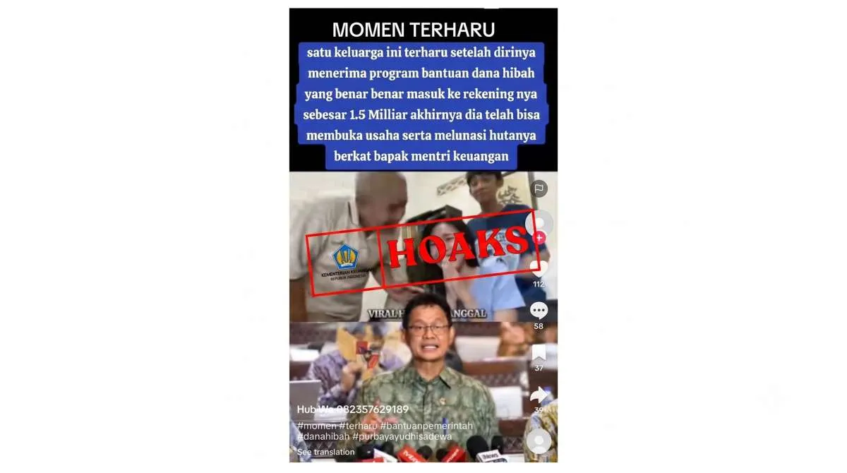 Kemenkeu Pastikan Informasi Bantuan Dana Hibah Satu Setengah Miliar Rupiah Itu Hoaks