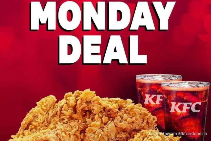 Promo KFC Monday Deal Tiap Senin, 2 Ayam + 2 Nasi + 2 Soft Drink Cuma Rp 45.000-an