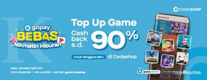Promo Top Up Game di Codashop pakai GoPay cashback hingga 90%, periode Juni 2021