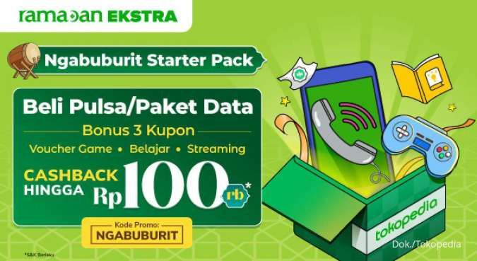 Promo Ngabuburit di Tokopedia, Beli Pulsa Dapat Bonus 3 Kupon Cashback!