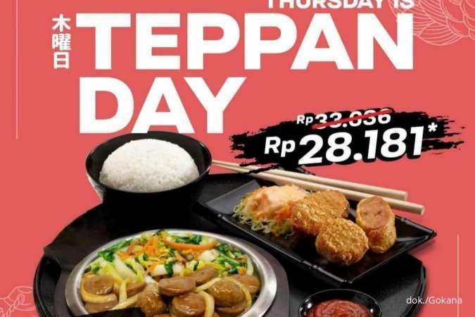 Promo Gokana 30 Desember 2021, Paket Gokana 5 Rp 28.181 di Thursday is Teppan Day