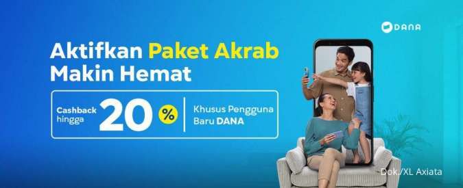 Promo XL April 2022, Beli Paket Data Akrab Pakai DANA Dapat Cashback 20%