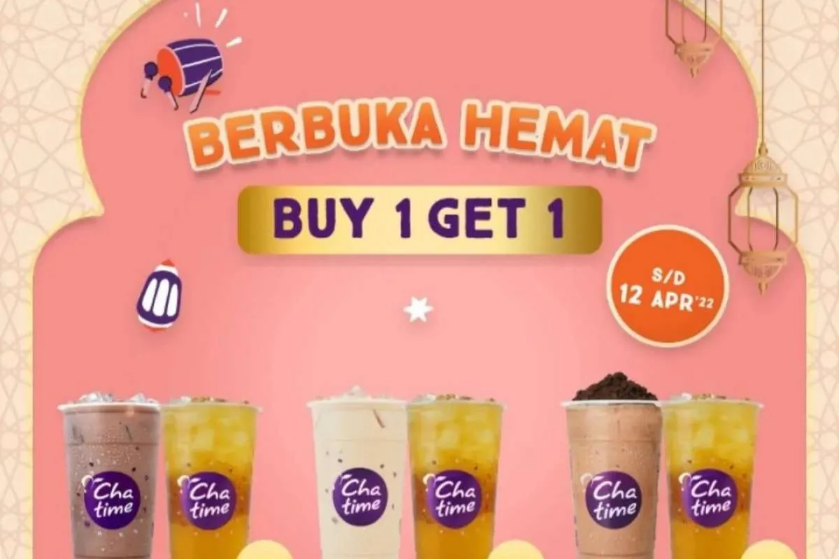 Promo Chatime 11-12 April 2022, Berbagai Varian Chatime Beli 1 Gratis 1 Ukuran Large