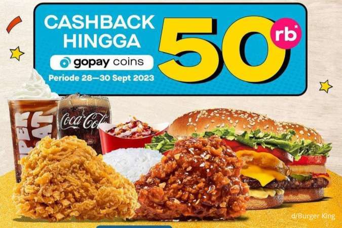 Promo Burger King 27-30 September, Cashback 50.000 Koin dan Burger Rp 30.000