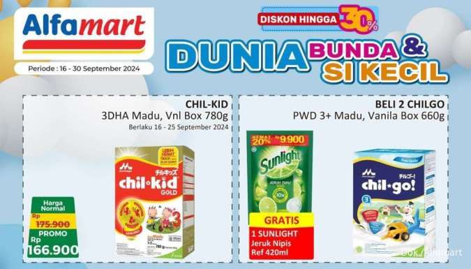 Promo Alfamart 16-30 September 2024, Beli 2 Susu Chilgo Gratis 1 Sunlight 420ml