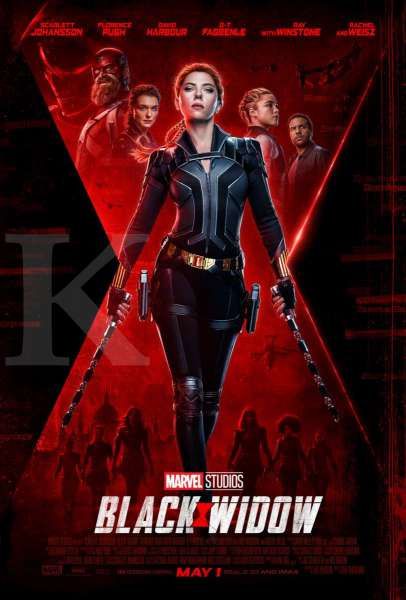 Aktor O.T Fagbenle (paling kanan) dalam poster film Black Widow dari Marvel Studios.