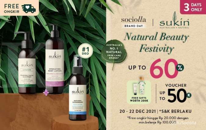 Promo Skincare dan Body Care Sukin, Ada Diskon s/d 60% + Voucher Ekstra s/d Rp 50.000