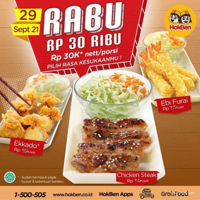 Promo Hokben 29 September 2021, Ada 3 Menu Harga Spesial Rp 30.000