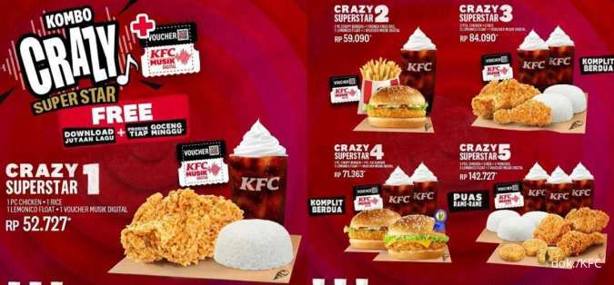 Promo KFC Terbaru 2023, Beli Paket Kombo Crazy Superstar Gratis 2 Voucher KFC