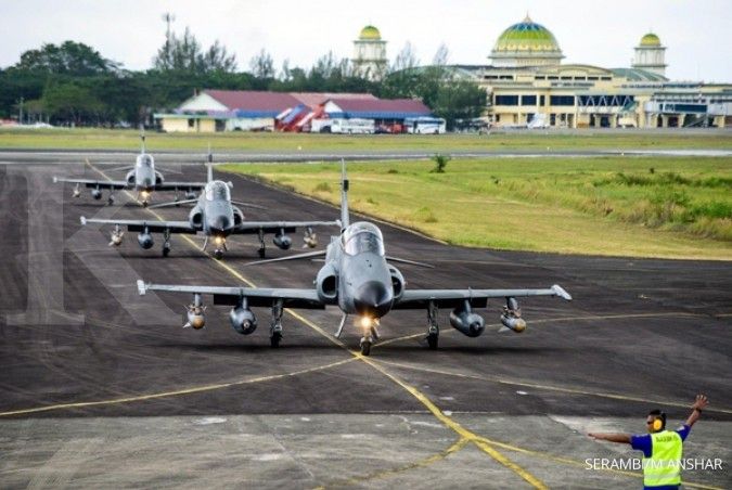 Pesawat tempur jenis Hawk TNI AU jatuh di Kampar Riau Senin (15/6) pagi