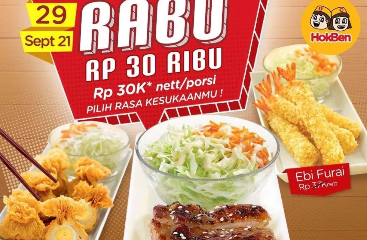 Promo HokBen terbaru di 29 September 2021, banyak pilihan di Rabu serba Rp 30.000