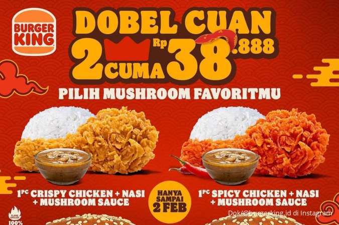 Promo Burger King Spesial Imlek 2025, Beli 2 Menu Harga Spesial Mulai 23 Januari 2025