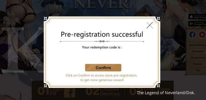 Cara mendapatkan kode redeem The Legend of Neverland