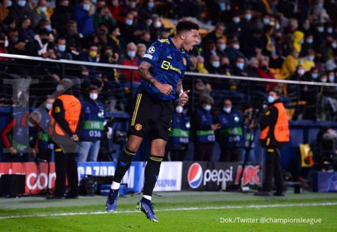 Jadon Sancho mencetak gol untuk Manchester United melawan Villarreal di Liga Champions