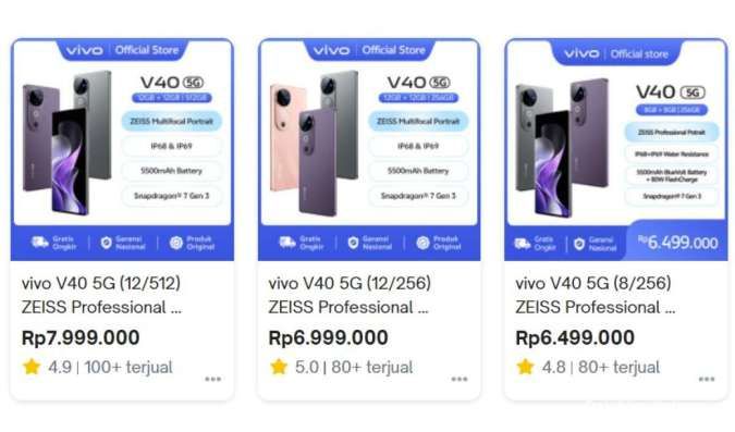 Harga Vivo V40 5G, Januari 2025