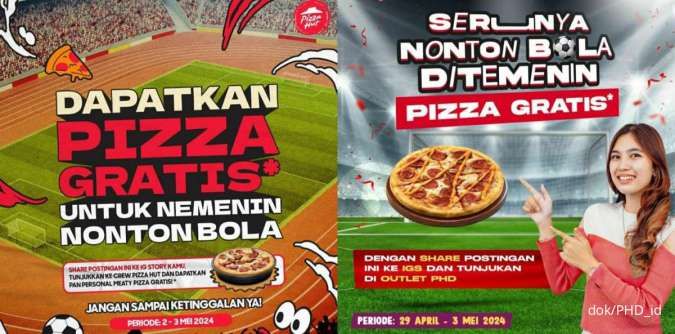 Promo Pizza Hut 3 Mei 2024, Dukung Timnas Indonesia Dapat Gratis 1 Personal Pizza 