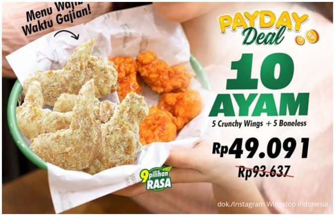 Promo Wingstop Payday Deal 10 Ayam Hanya Rp 49.000-an, Bisa Mix and Match Rasa