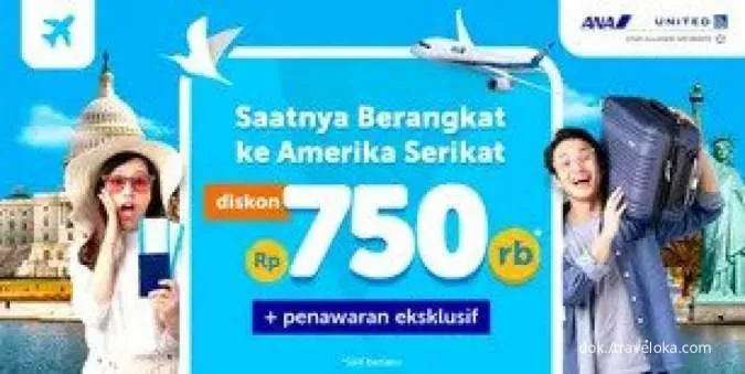 Liburan ke Amerika Serikat, yuk! Diskon Traveloka Tiket Pesawat Rp750.000