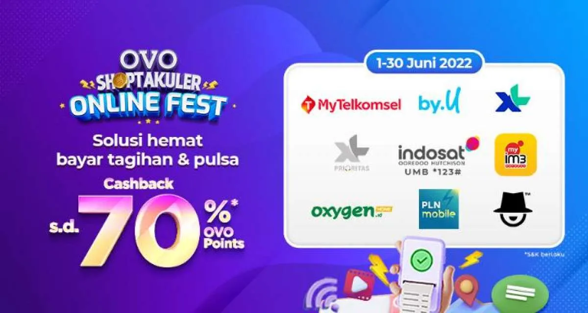 Promo OVO Shoptakuler Juni 2022, Beli Pulsa dan Bayar Tagihan Cashback 70%