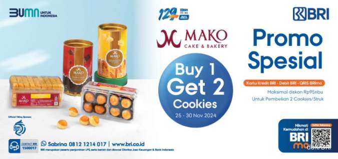 Promo Spesial BRI x Mako Bakery 25-30 November 2024, Buy 1 Get 2 Cookies