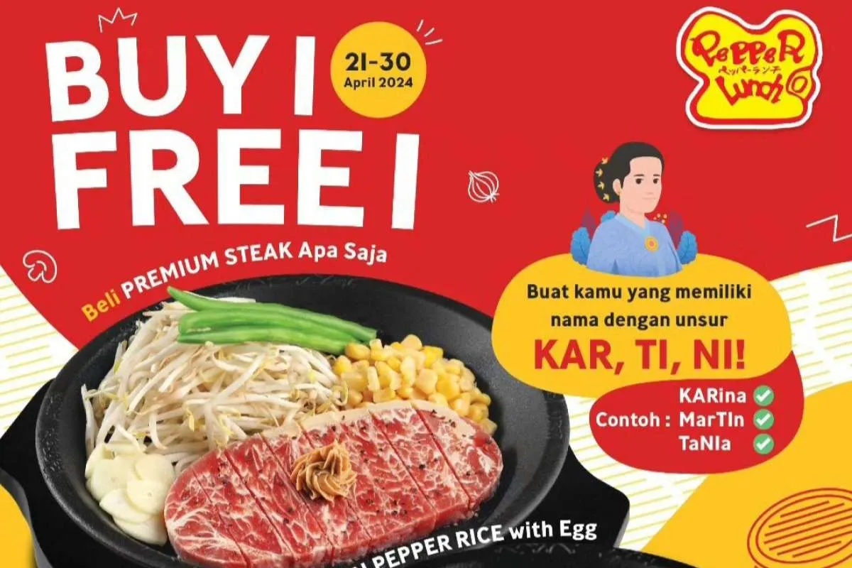 Promo Pepper Lunch Buy 1 Free 1 Menu Tertentu Edisi Hari Kartini 21-30 April 2024