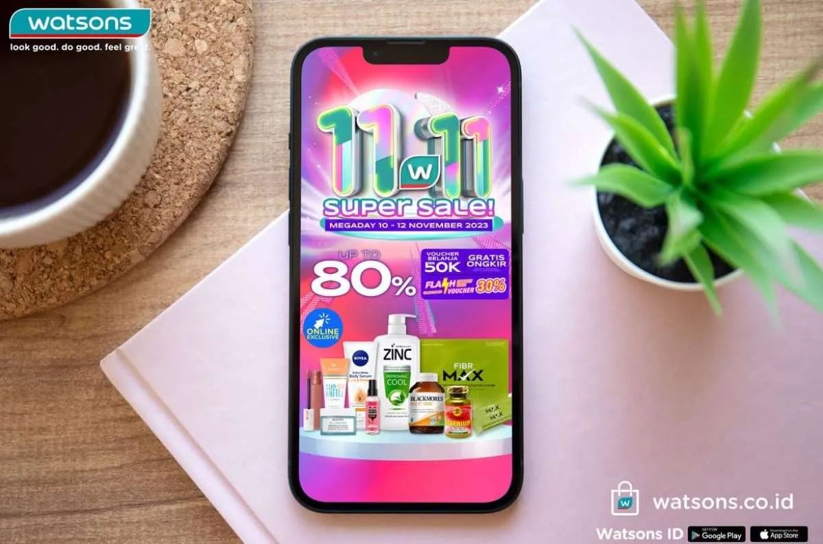 Watsons11.11 Super Sale Kembaki Digelar,Discount Hingga 80% Ekstra Voucher Rp 50 Ribu