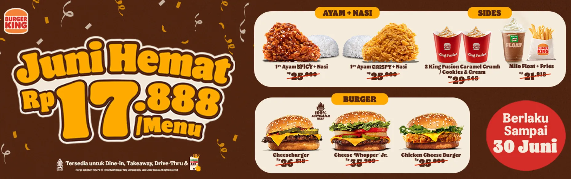 Promo Burger King juni hemat Rp 17.888
