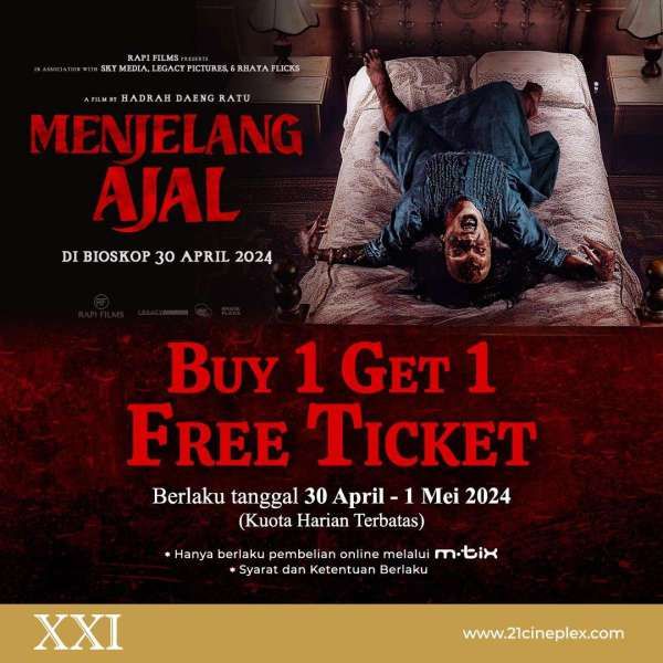 Promo Tiket Buy 1 Get 1 Film Horor Menjelang Ajal