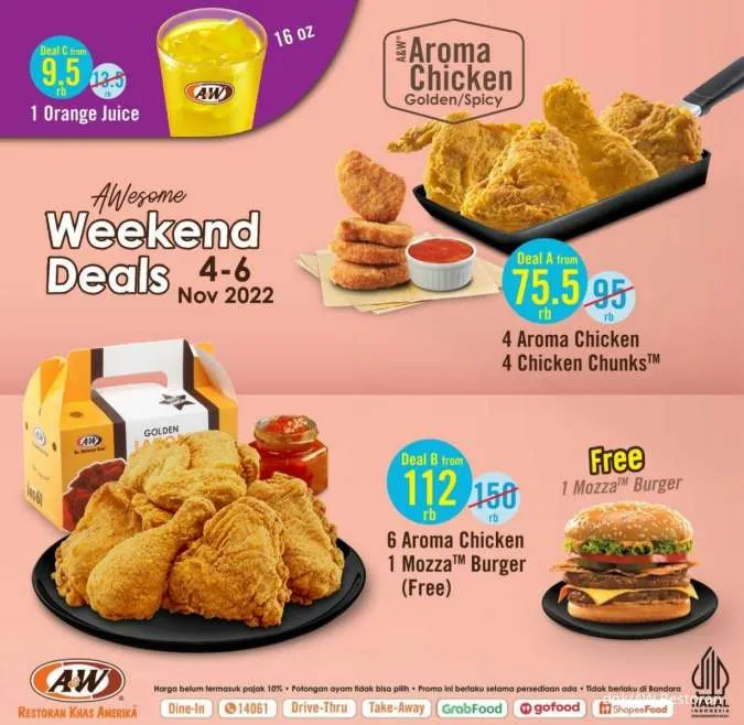 Promo AW Restoran paket Weekend Deals edisi 4-6 November 2022