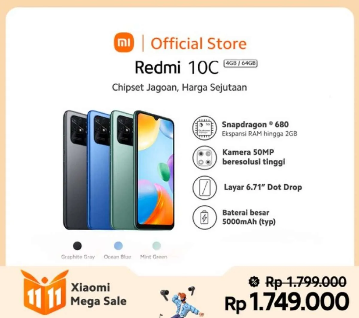 Daftar Harga HP Redmi 10C Terbaru, Sudah Turun di November 2022