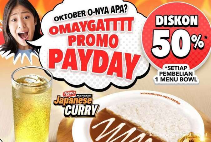 Promo Payday Yoshinoya sampai 31 Oktober, Beli Menu Bowl Favorit Ada Diskon 50%