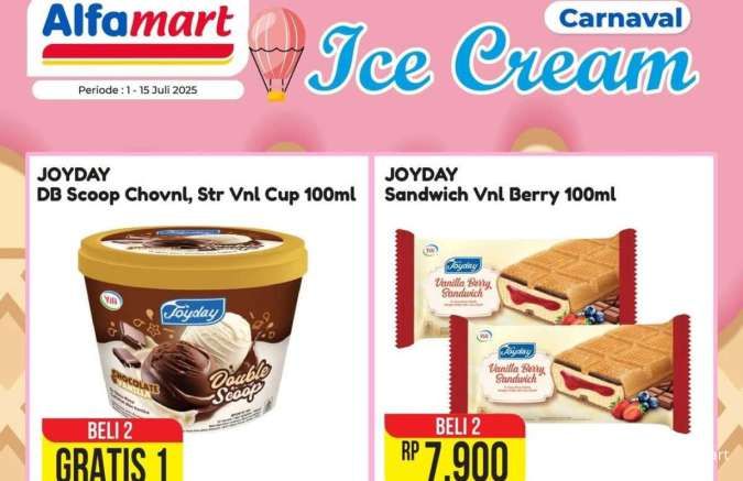Promo Alfamart Carnaval Ice Cream 11-15 Juli 2025, Glico Mochi Beli 2 Cuma Rp 5.000