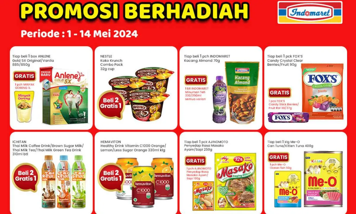 Promo Indomaret Paling Murah Hanya 7 Hari, Ada Promo Berhadiah Beli 2 Gratis 1