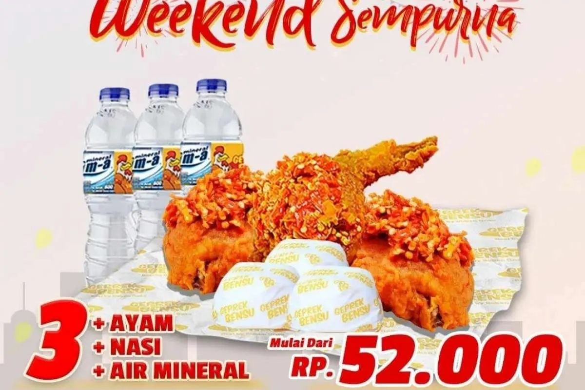 Promo Geprek Bensu 7-8 Mei 2022, Paket Weekend Super Lengkap Harga Lebih Hemat