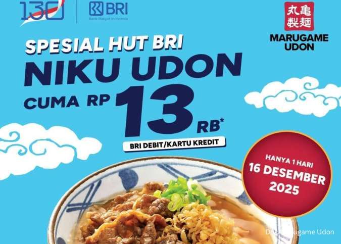 Promo HUT BRI di Marugame Udon Desember 2025, Rp 13.000 Hanya Hari Ini